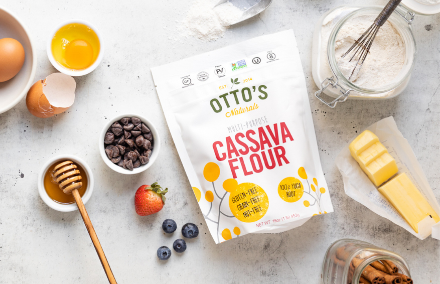 image of Otto's Cassava Flour on a kitchen countertop