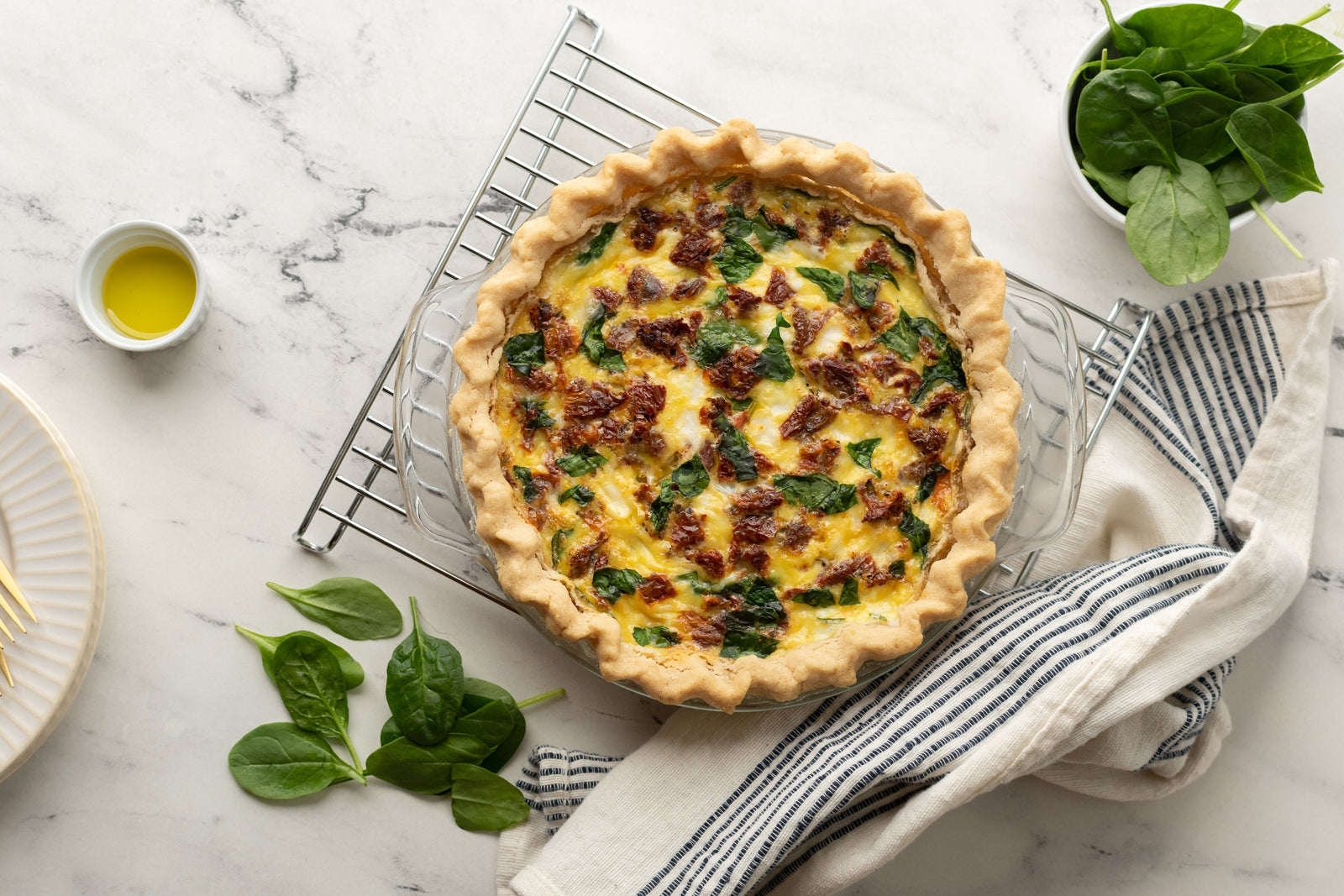 Spinach, Feta, Tomato Quiche
