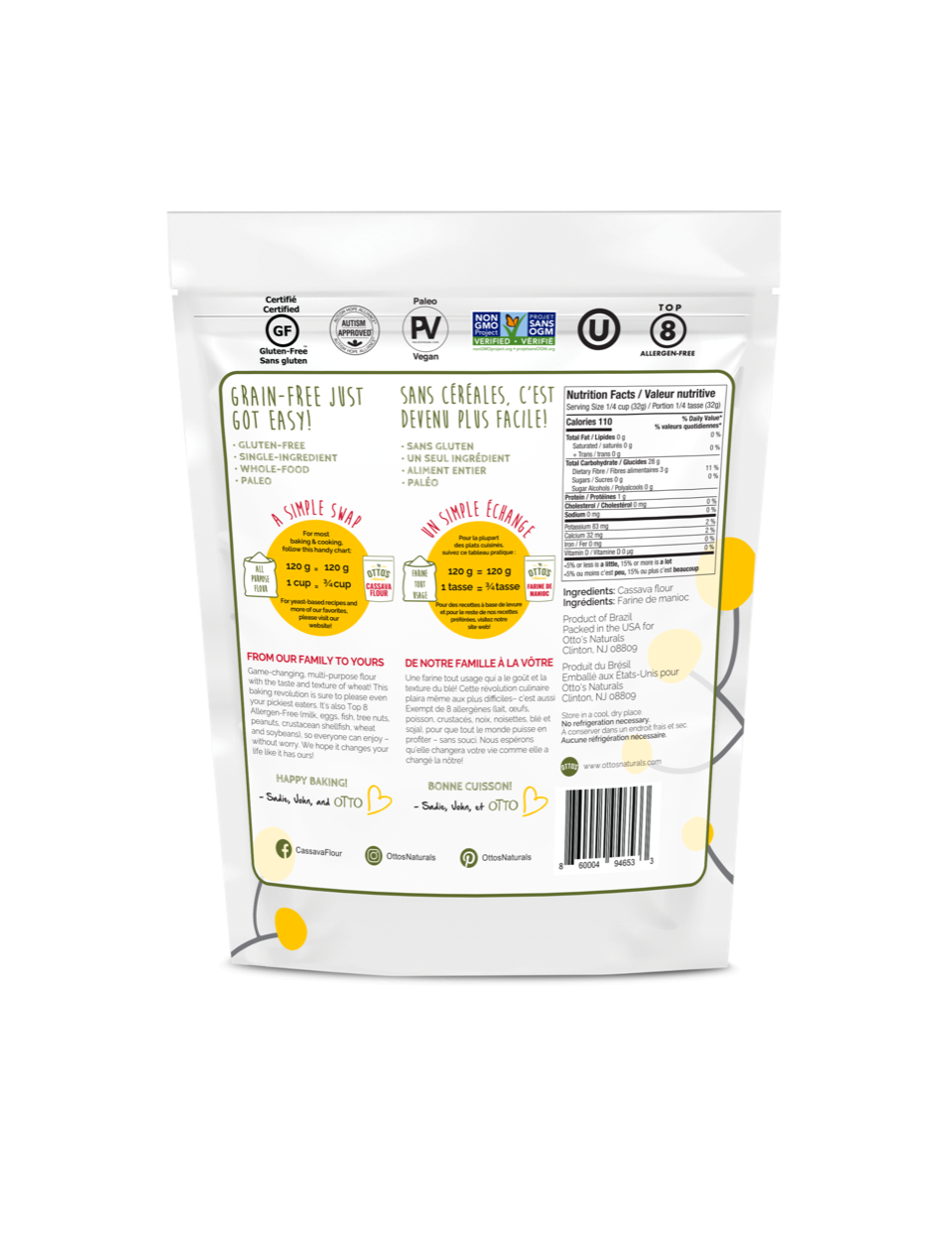 CLOSEOUT BOGO - 6pk Bilingual 2lb Cassava Flour (Non-GMO, squareK) - Best By 11/2025 ENTER CODE: MERCI AT CHECKOUT