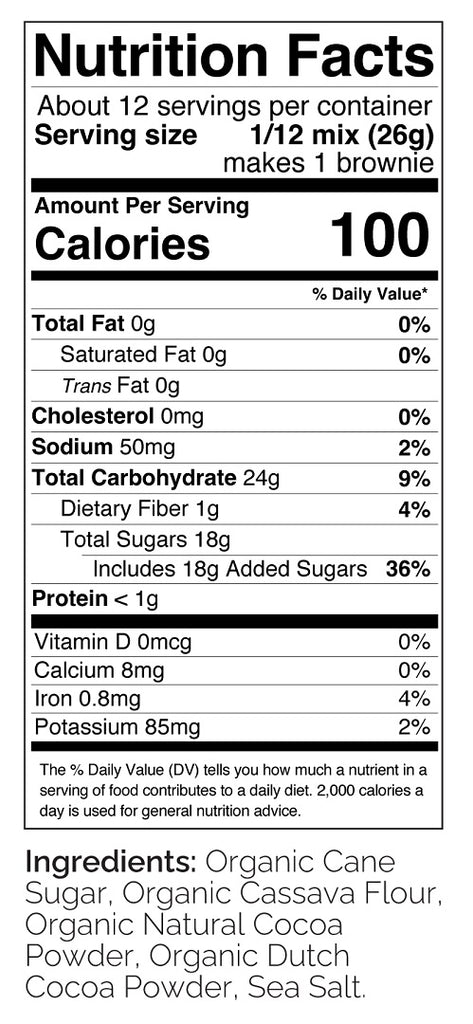 grain-free brownie mix nutrition label